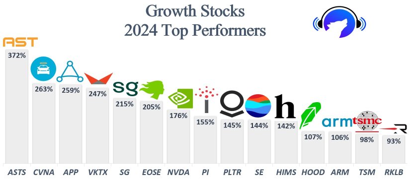 Here are the top 15 growth stock performers so far in 2024