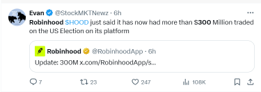 Robinhood在其平台上交易了超過30000萬美元的美國大選。