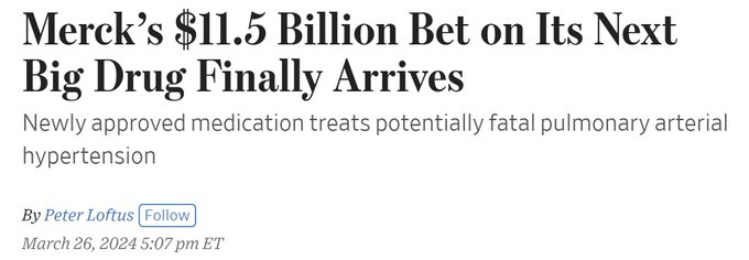 $メルク (MRK.US)$2021年にAcceleronに115億ドル賭けて、PAHのWenrevairのFDA承認が支払われました。 2021年に契約が完了したとき、アナリストはsotatercept（Wenrevair）のピークセールスを22億ドルと予測していましたが、現在の見積もりは5〜7.5億ドルまで高まって...