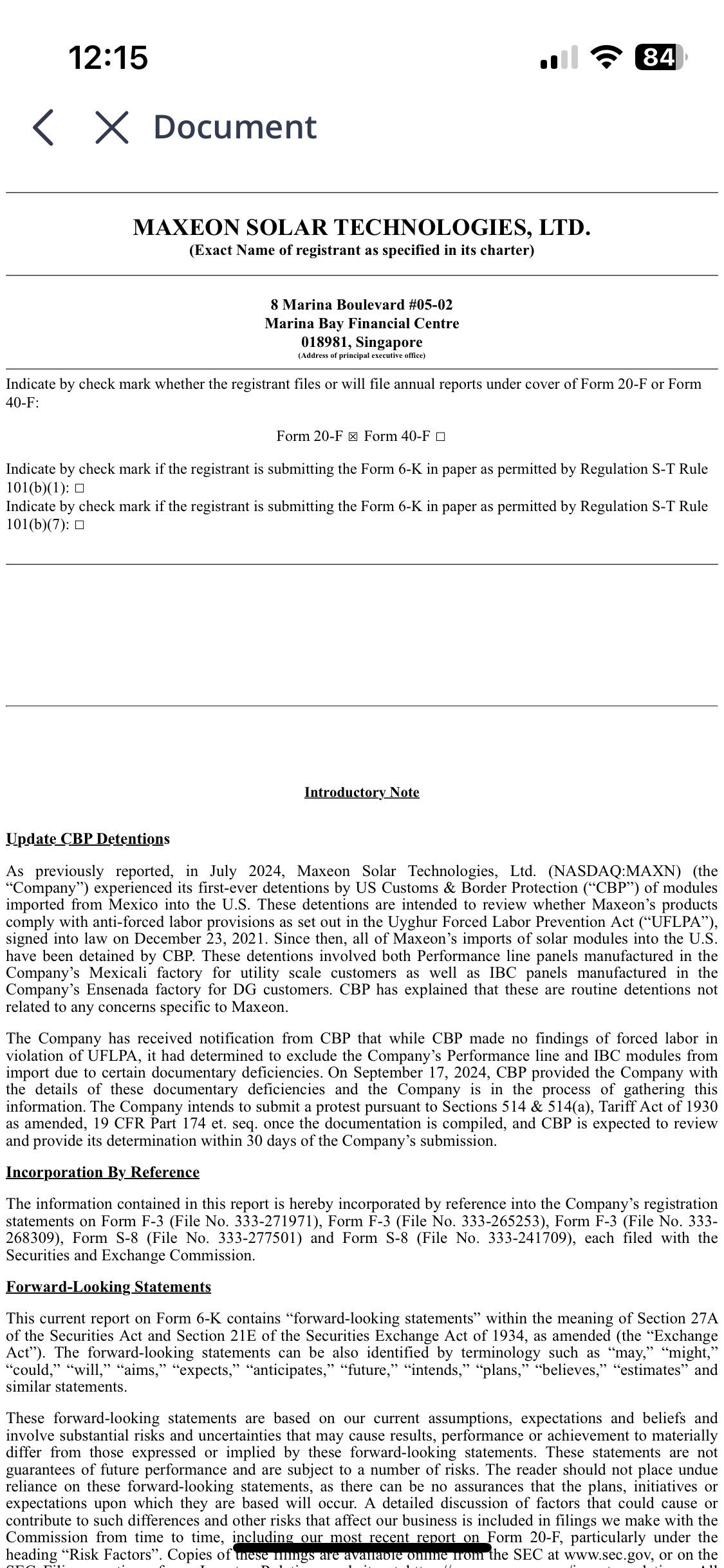 $Maxeon Solar Technologies (MAXN.US)$ you already know it goes up from here, all they gotta do is file paperwork and wait 30 days for the detention to lift. bac...