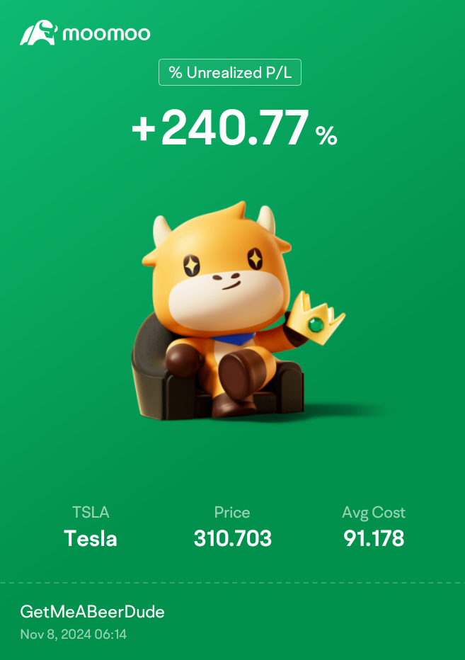 $特斯拉 (TSLA.US)$ 繼續加油，寶貝！