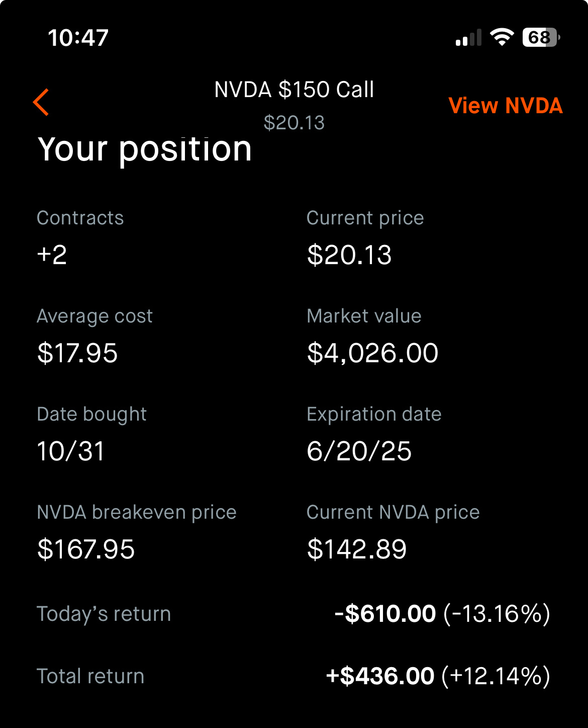 $英偉達 (NVDA.US)$ 更長的跨足更接近itm更好 [得意]