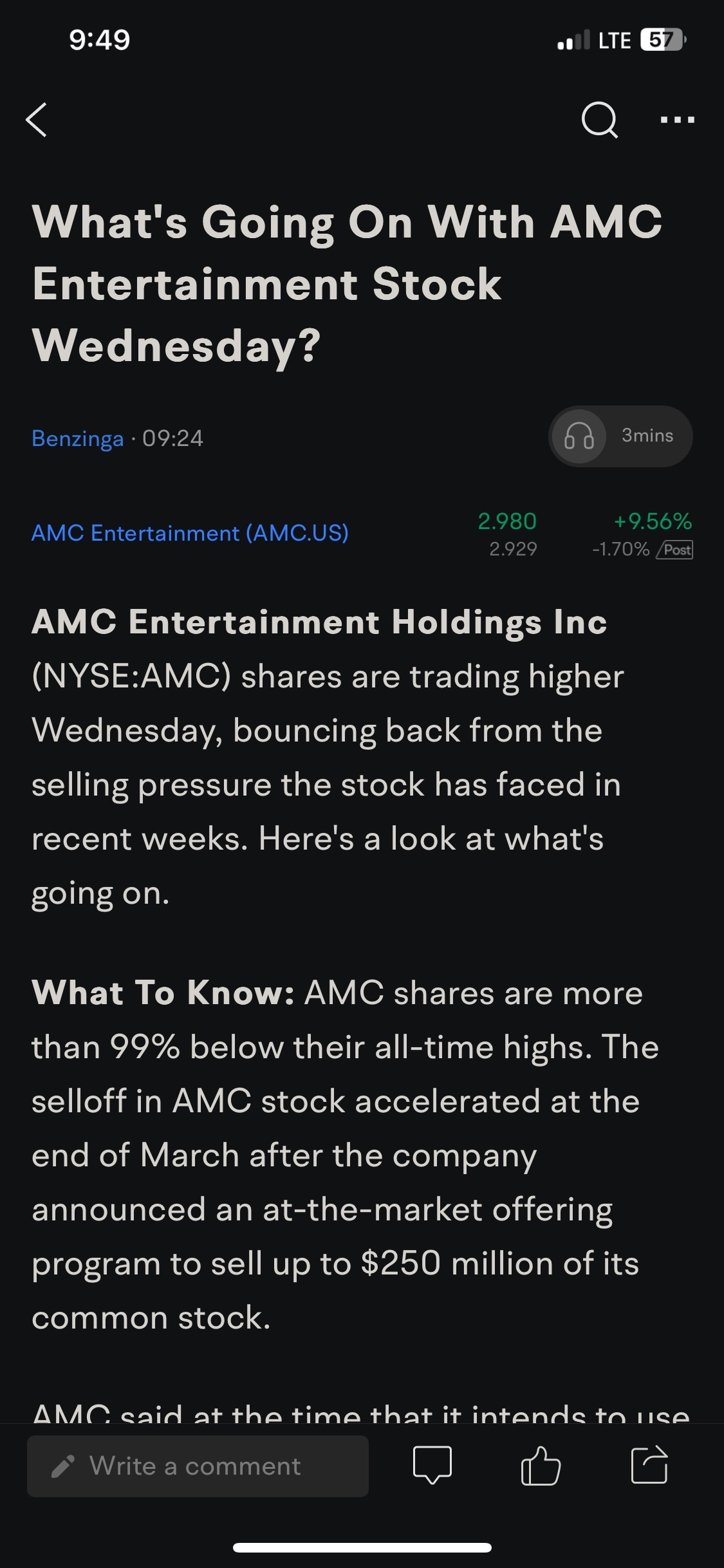 $AMC院線 (AMC.US)$ 完全不偏見的 Benzinga，在完全公正的新聞報導中提供如何簡報 AMC 股票週三發生了什麼情況的中段。在任何其他股票故事中，不會看到它們如此「有幫助」。