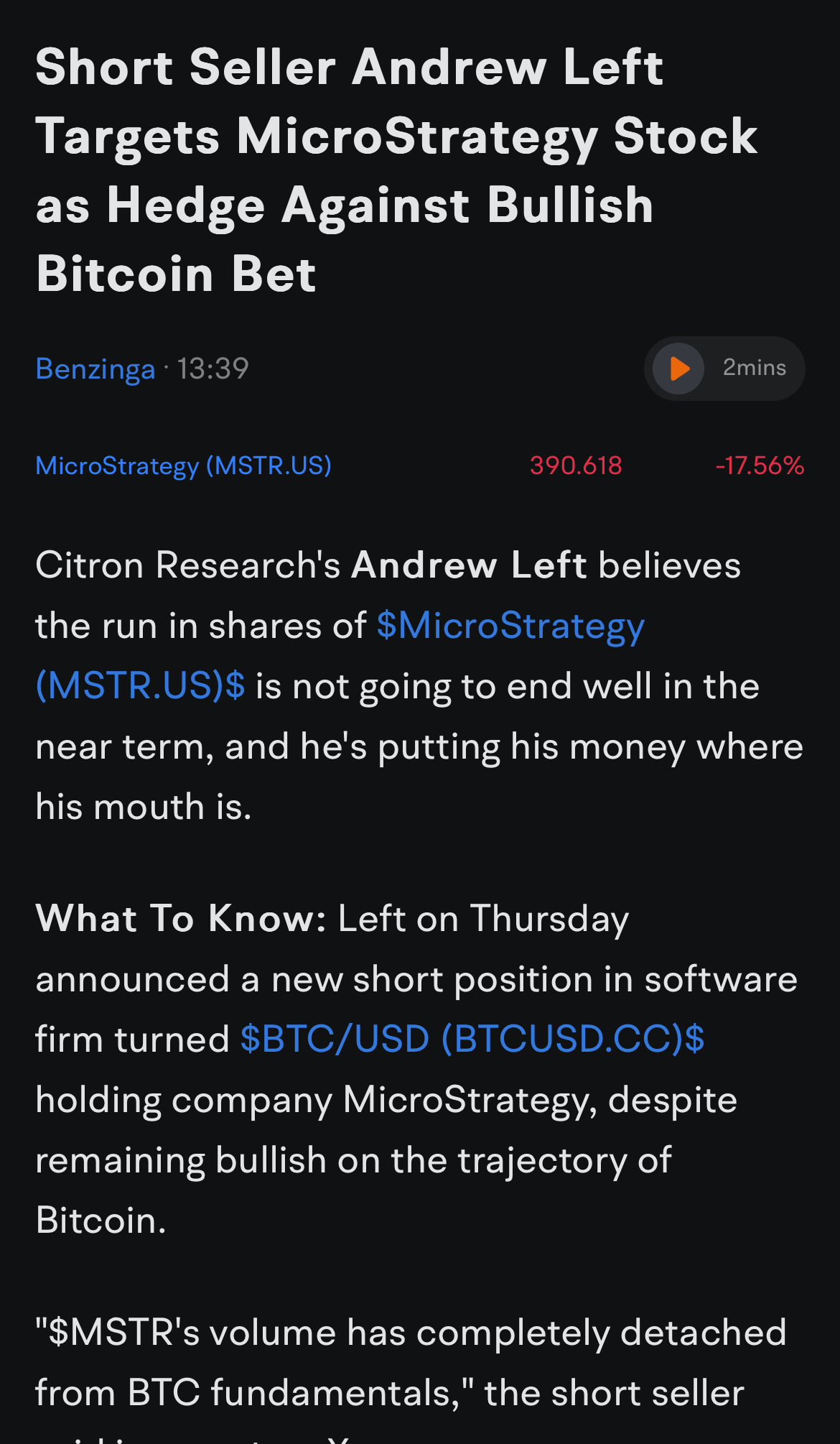 $MicroStrategy (MSTR.US)$ with this bad news on a new big position on bear, i dont know how low this stock will dip.  i am scared to jump in at this moment.