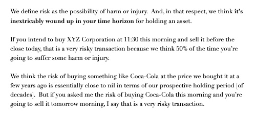 Warren Buffett on risk and time horizons