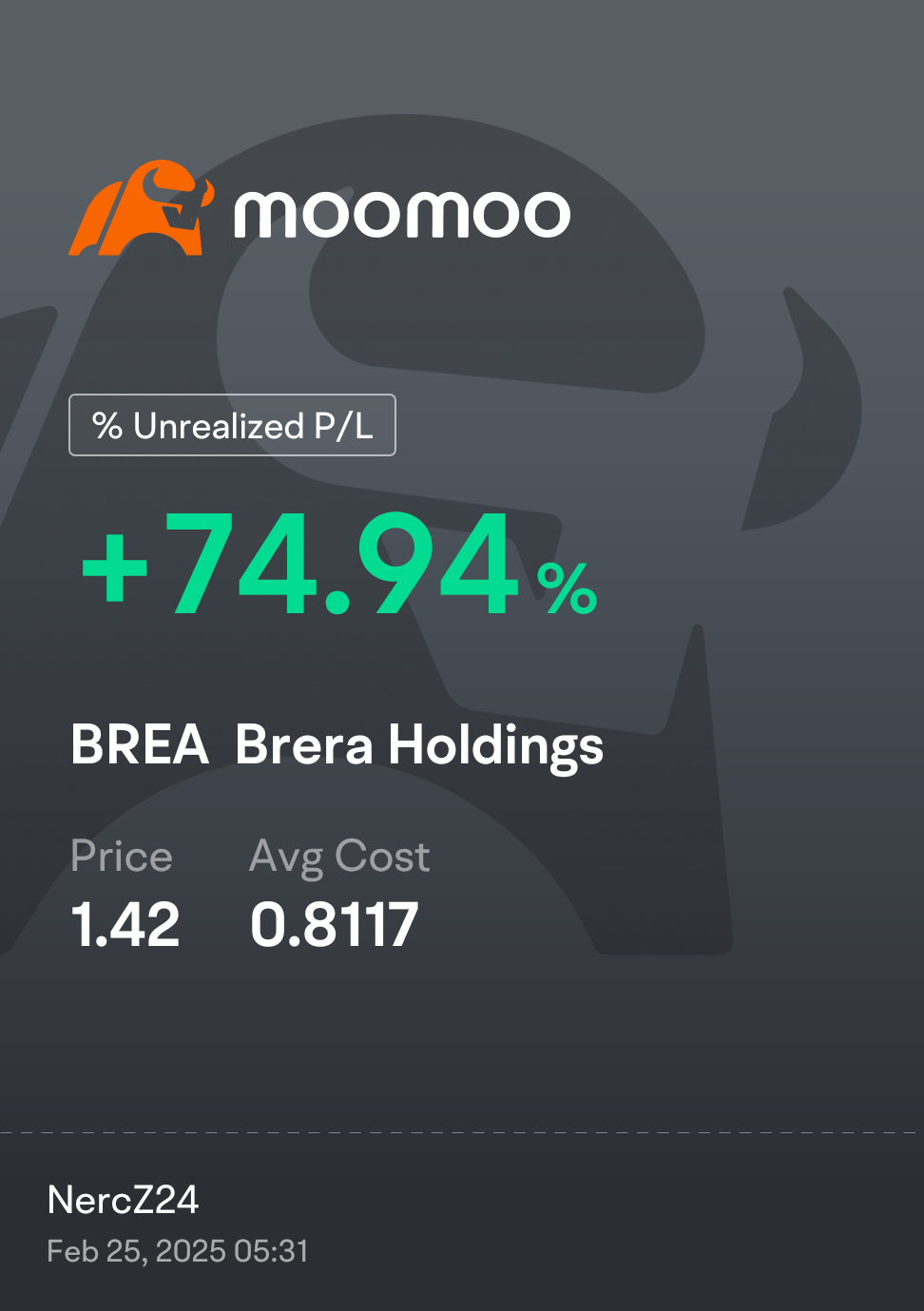 $Brera Holdings (BREA.US)$ 很好