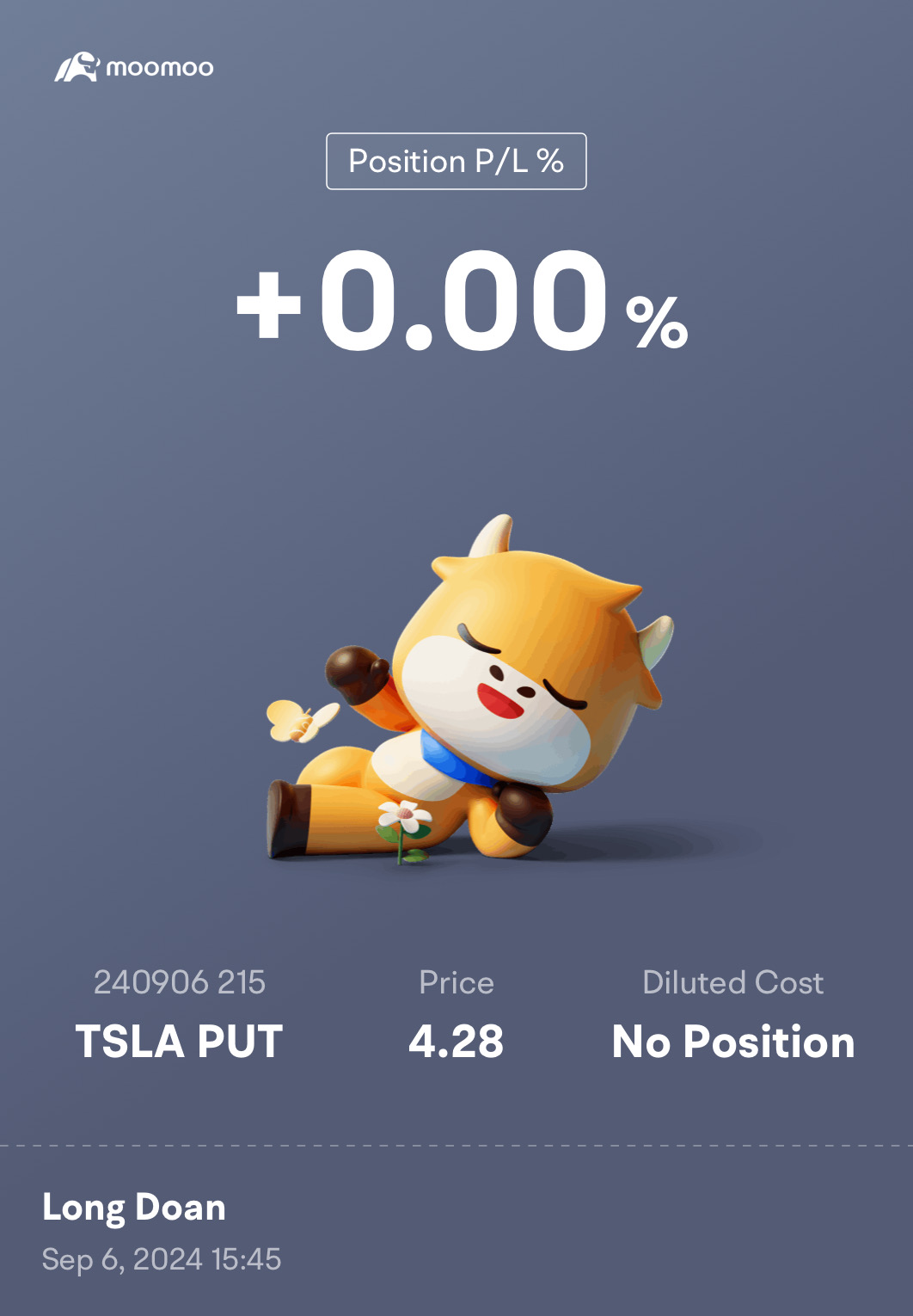 $Tesla (TSLA.US)$ not to bad getting back in, wished I would’ve kept some of my other positions