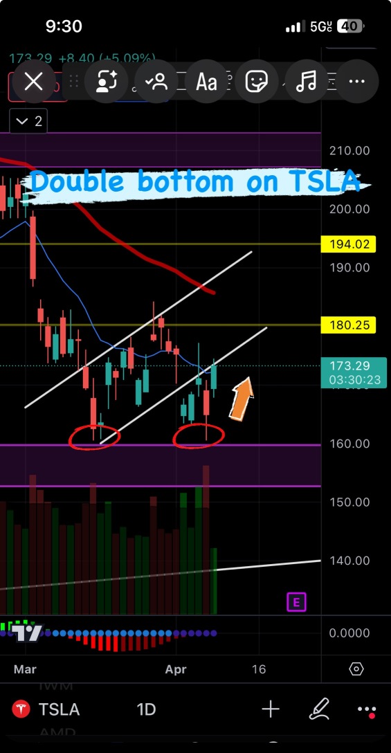 TSLA double bottom