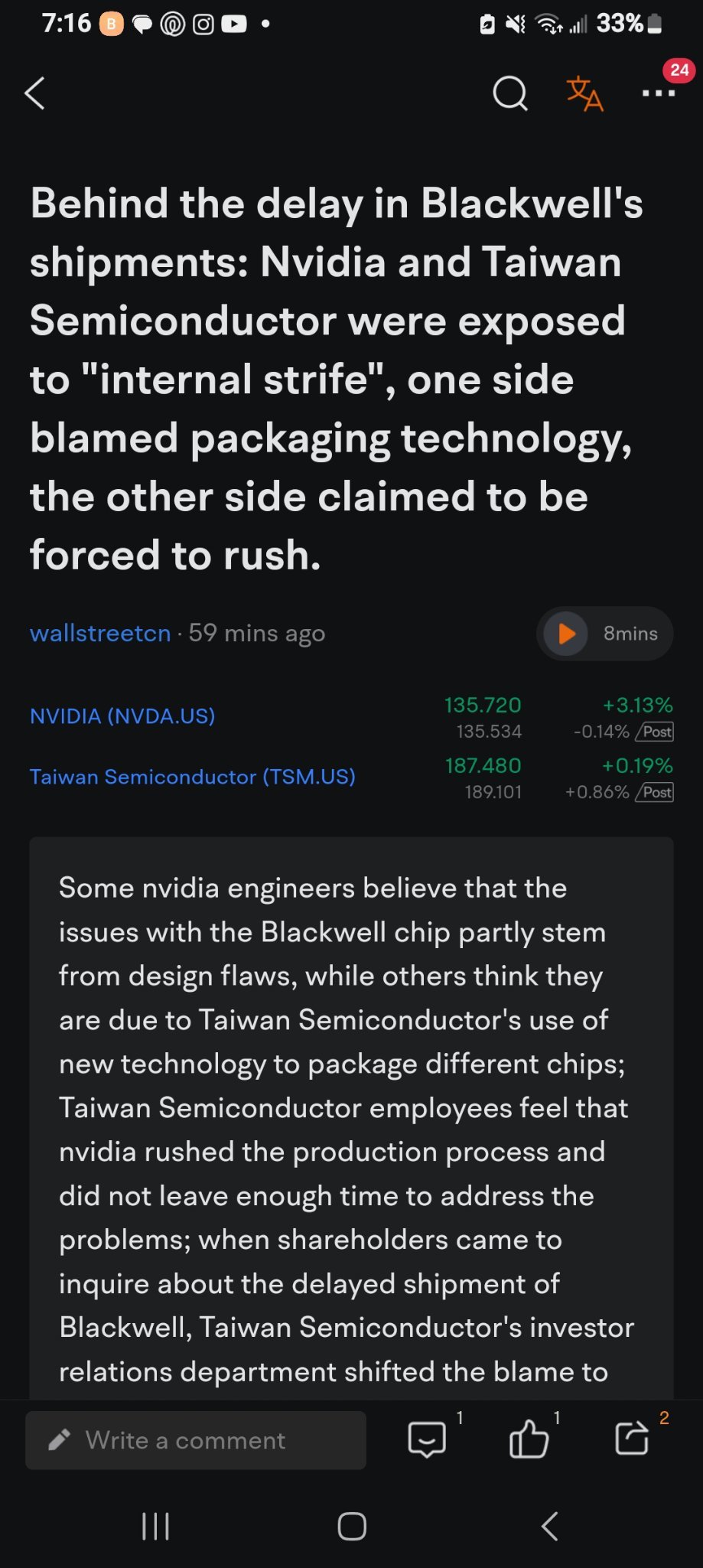 Sorry Ultratech but I have to say it seems nvda and tsmc are encountering more problems as tensions rise and the blame game begins.