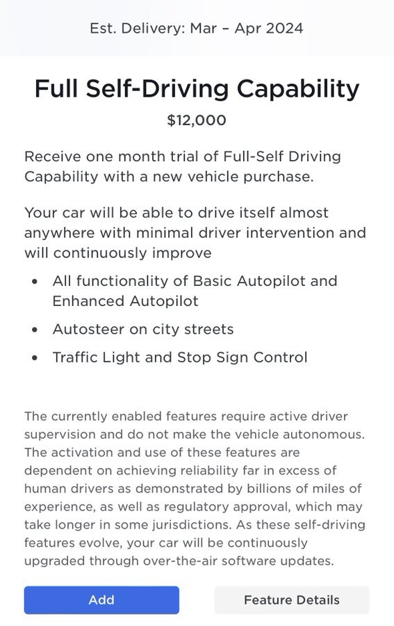 BREAKING — All Tesla deliveries will now receive a one month trial of FSD!$Tesla (TSLA.US)$