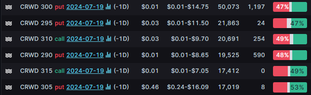 Options Market Statistics: CrowdStrike Shares Dive 11% Following Global Tech Outage, Options Pop