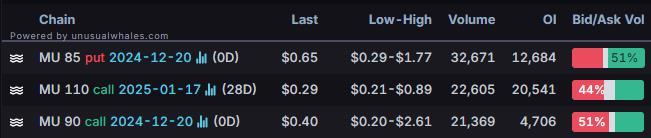 Options Market Statistics: Micron Slumps After Company Cuts Outlook, Analysts Raise Concerns; Options Pop