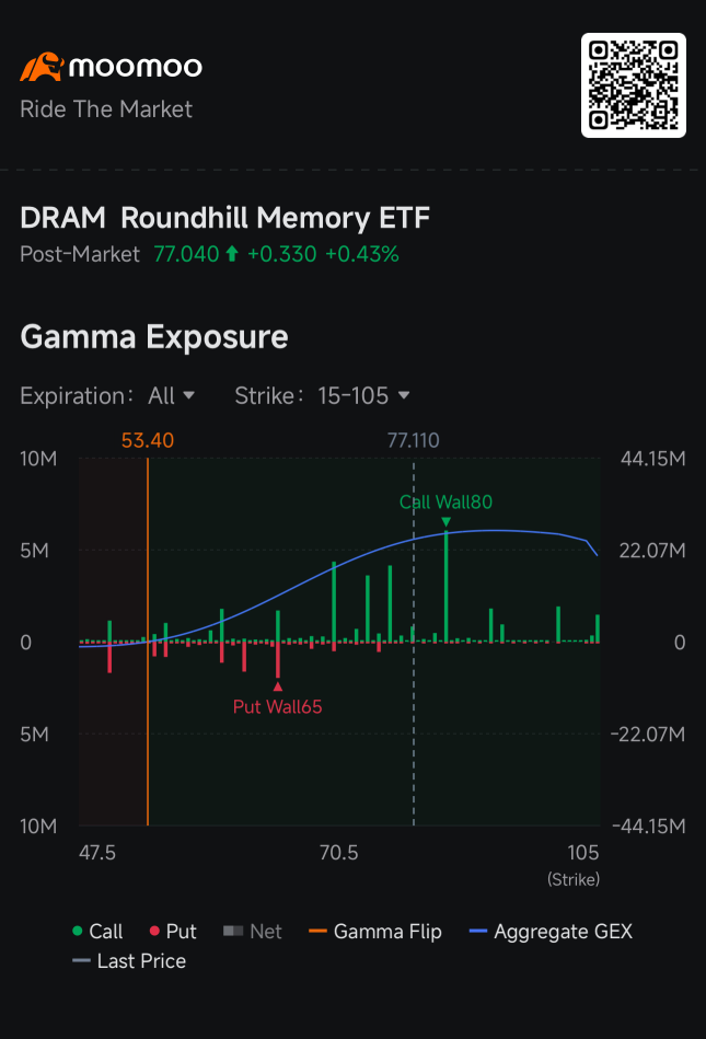 AI內存ETF DRAM大漲10%：能否突破$80看漲期權牆？| 聰明錢期權