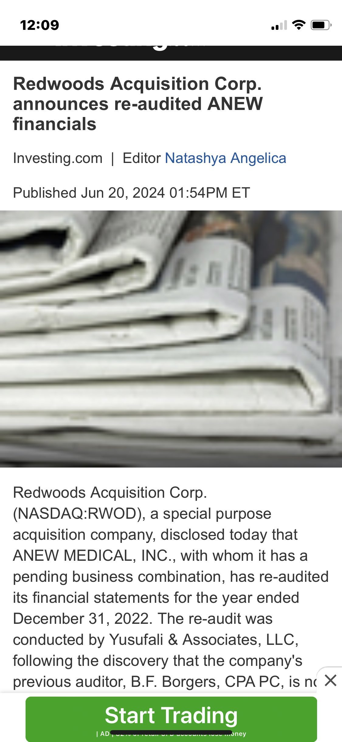 $Redwoods Acquisition Corp (RWOD.US)$ 合并仍在进行中，目标公司已审计/屏幕截图因为我无法分享链接 NFA