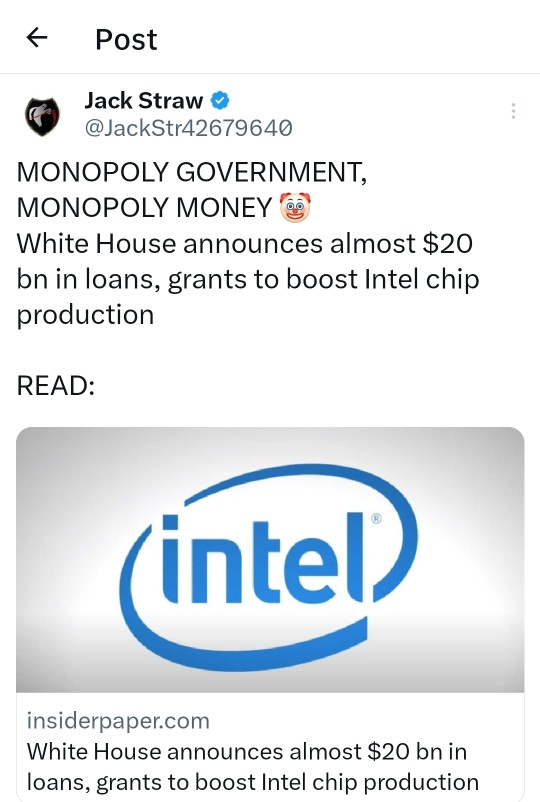 Government backing Intel