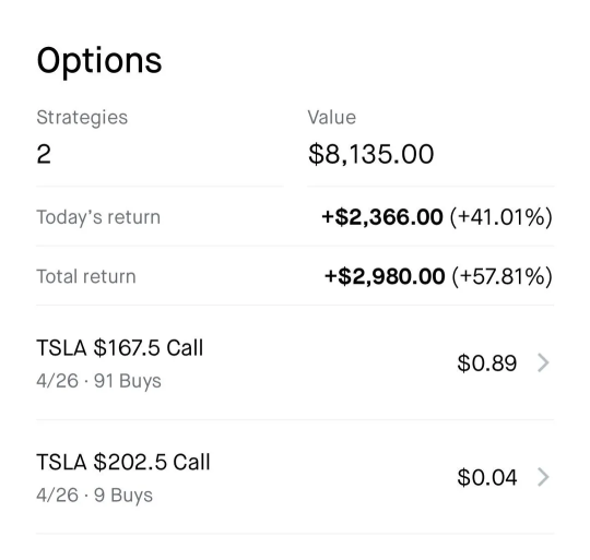 Tesla 100 options update