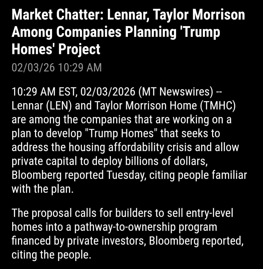$Opendoor Technologies (OPEN.US)$ $OPEN 1. 抵押貸款產品開發 - 「與 Lennar 的合作伙伴共同開發一款完全基於人工智能的抵押貸款產品」  2.「市場傳聞：萊納、泰勒·莫里森等公司計劃開發『特朗普住宅』項目。」  把所有信息拼湊起來，這對 Opendoor 來說意義重大！ ...