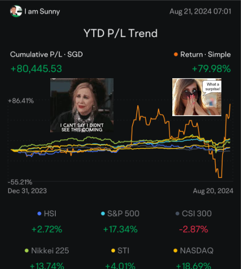 Incredible! Portfolio return from 80%>-55%>80%❗❗❗ This is a 'revenge trading' story isn't it?