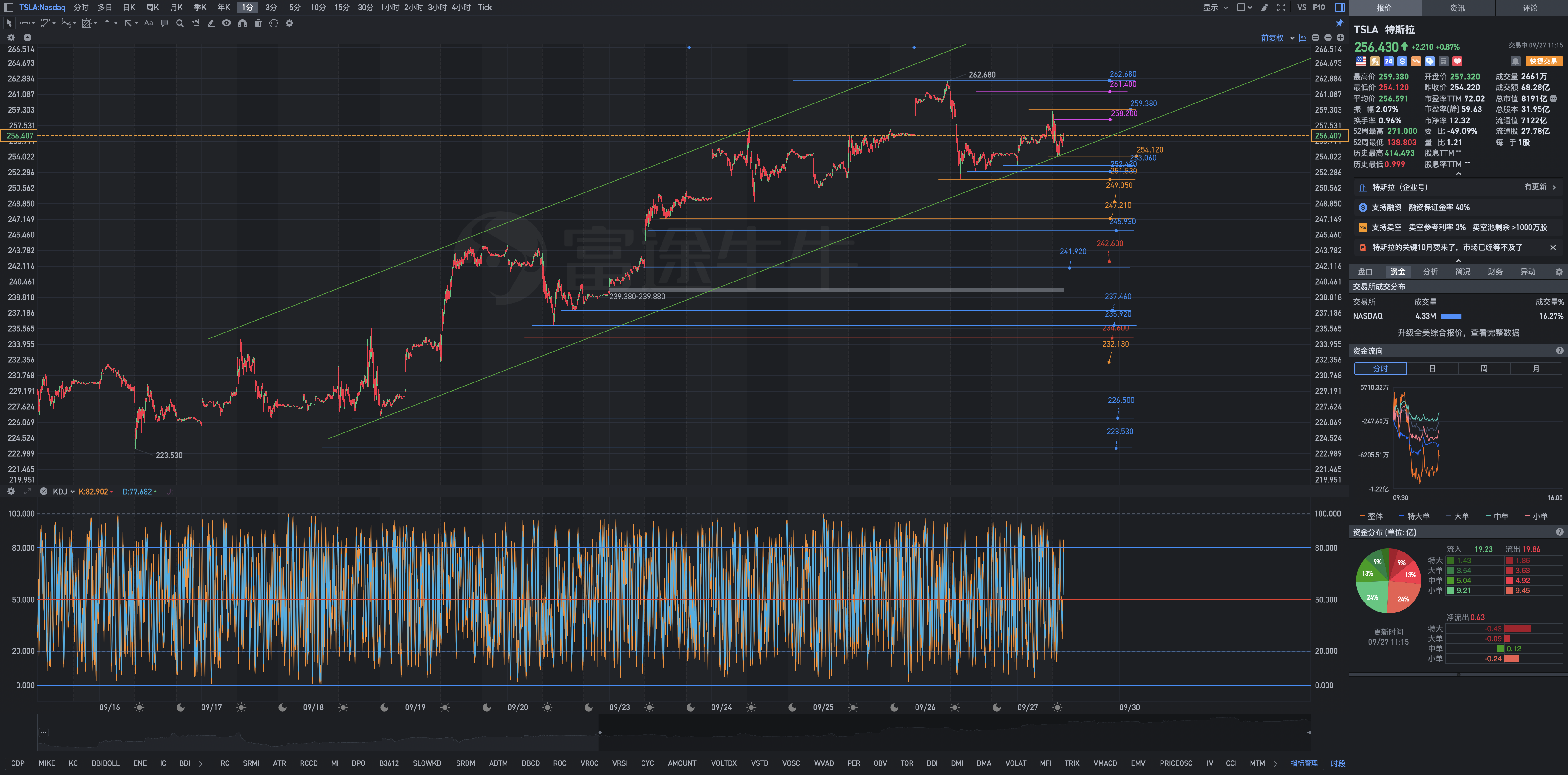 Tesla早盘盘中复盘图表解析式