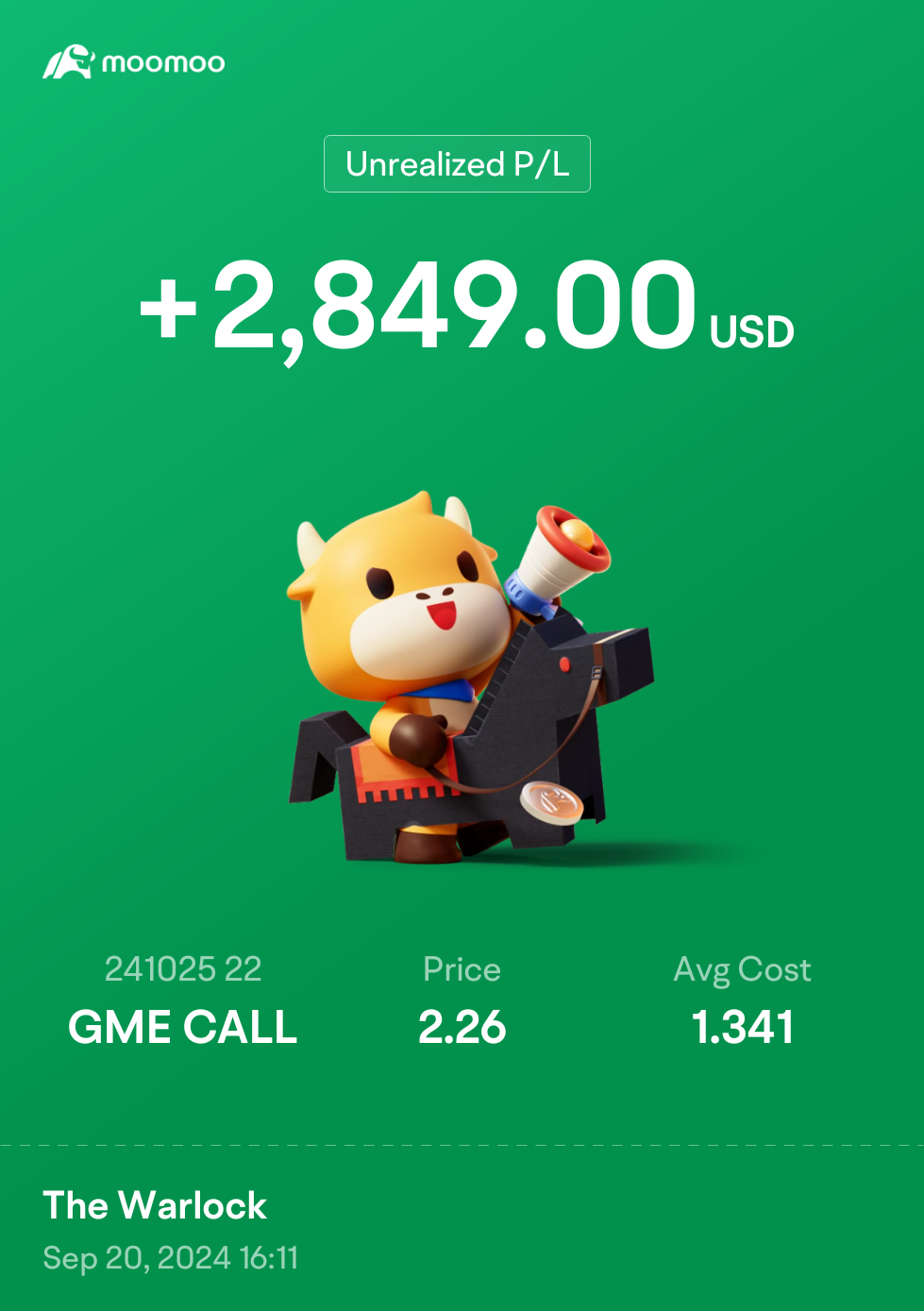 $GME 241025 22.00C$ 那是一個該死好的一天！