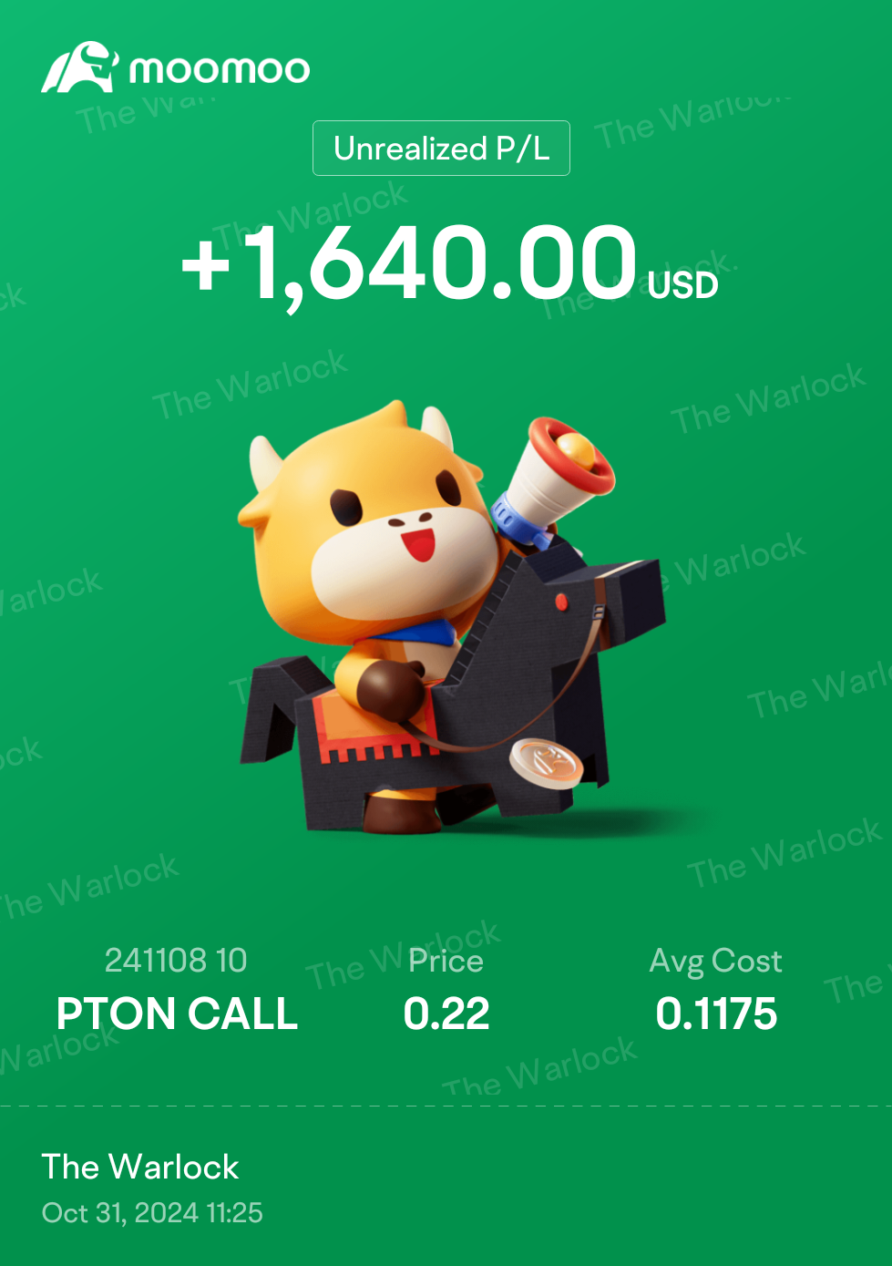 $PTON 241108 10.00C$ 持有$10