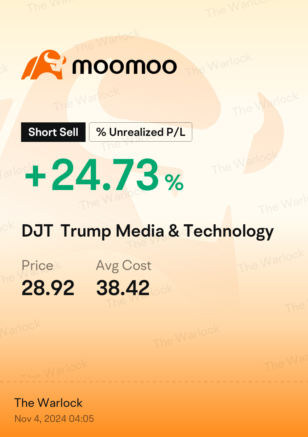 $Trump Media & Technology (DJT.US)$ and DOWN it goes. Love to see it.