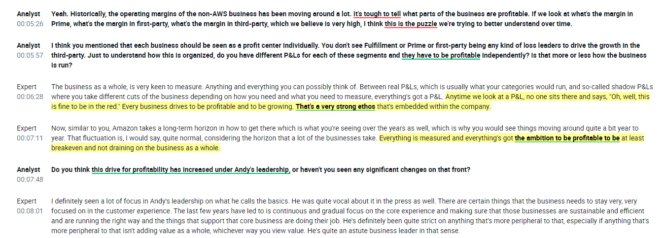 Former $Amazon (AMZN.US)$ employee shares his on $AMZN, especially the e-commerce business segment: - In his view, $AMZN wants to make all business units profit...