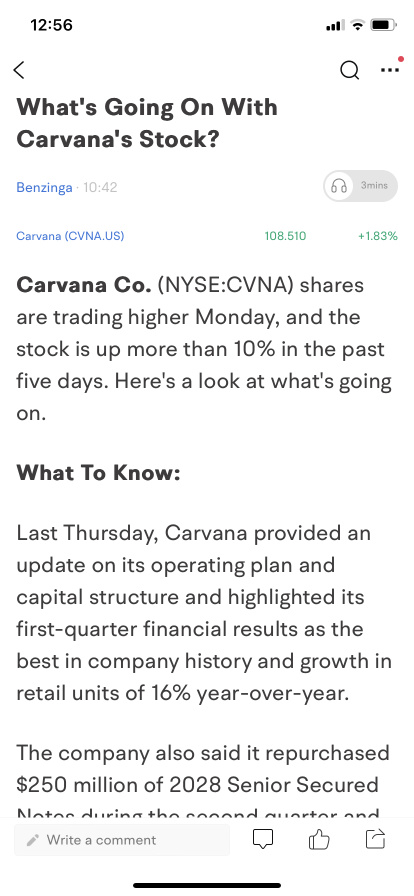 CVNA raised $350 million at the open market