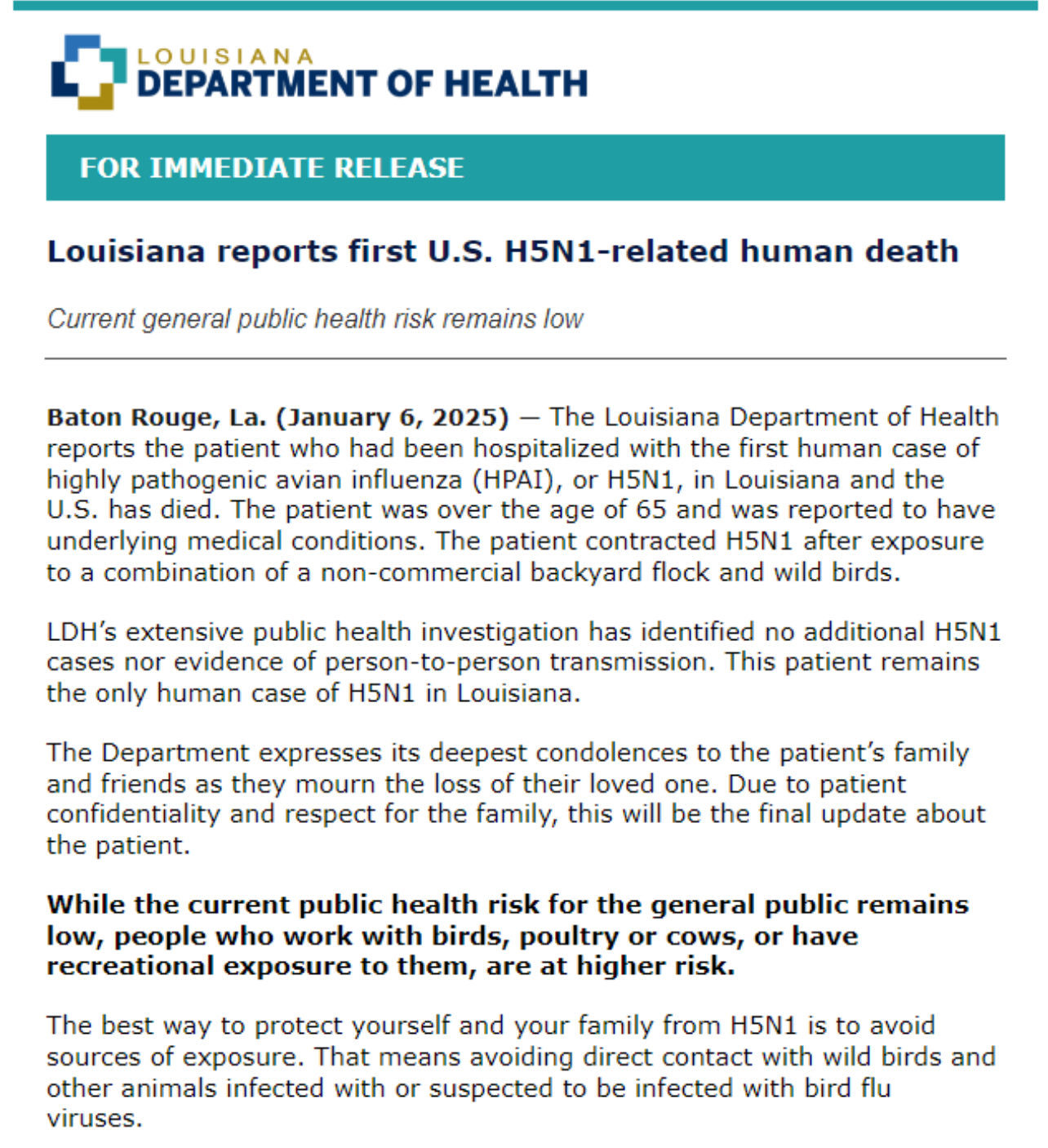 Bird Flu ….. rising in the news 📰 again