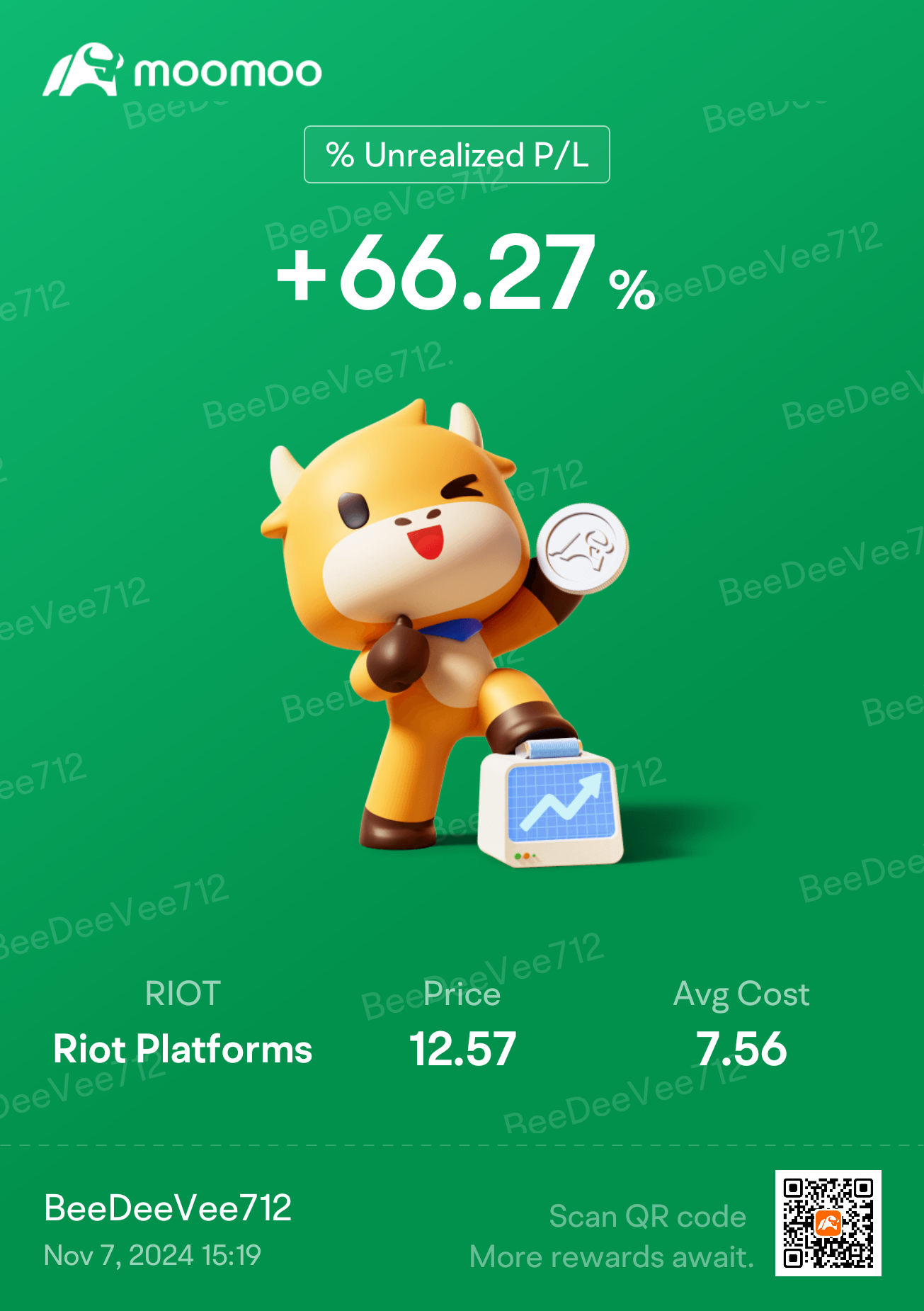 $Riot Platforms (RIOT.US)$ 继续滚动，滚动，滚动，滚动，呜呜