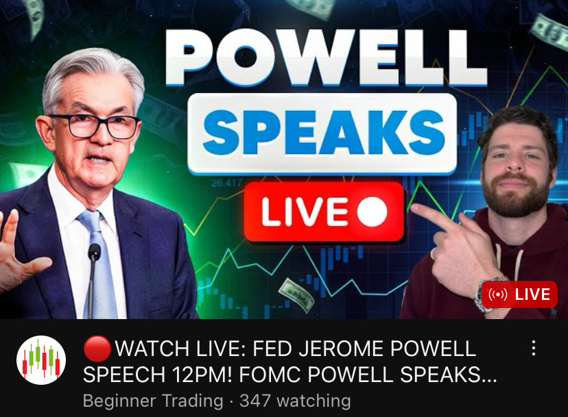 $SPDR S&P 500 ETF (SPY.US)$ Beginner Trading on YouTube is streaming papa Powell speaking if you want to check it out and join in the conversation.  $Invesco QQ...