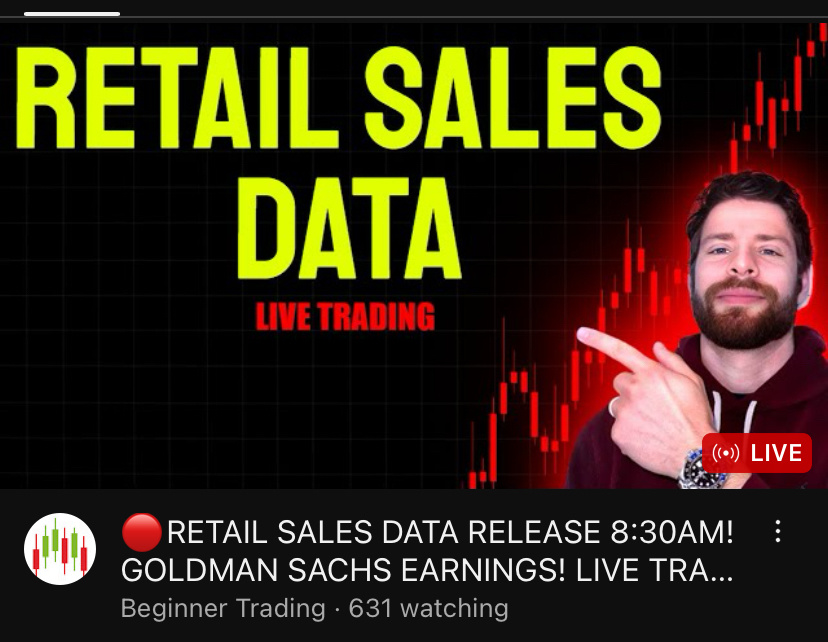 $SPDR S&P 500 ETF (SPY.US)$ Beginner Trading on youtube is streaming the retail sales numbers if anyone wants to check it out and join in the conversation  $Inv...