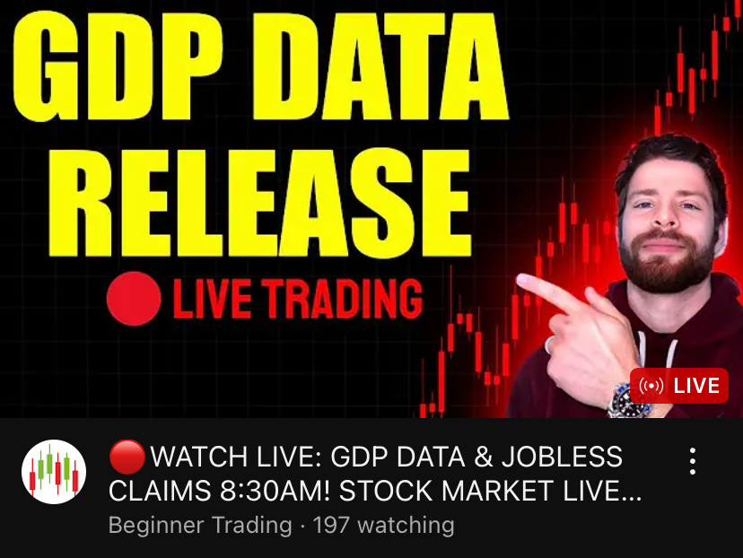 $SPDR S&P 500 ETF (SPY.US)$ Beginner Trading on youtube is streaming the GDP data this morning if you want to check it out and join in the conversation.  $Inves...