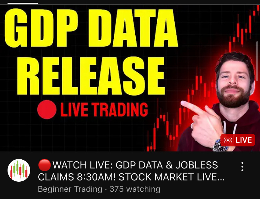 $SPY.US$ Beginner Trading on youtube is streaming the gdp and jobless claims data if you want to check it out and get the info quick.  $QQQ.US$$AAPL.US$