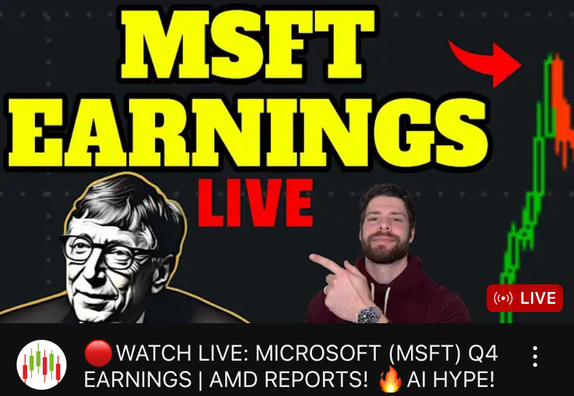 $SPDR S&P 500 ETF (SPY.US)$ Beginner trading on youtube is streaming the $Microsoft (MSFT.US)$ and $Advanced Micro Devices (AMD.US)$ earnings reports and call i...
