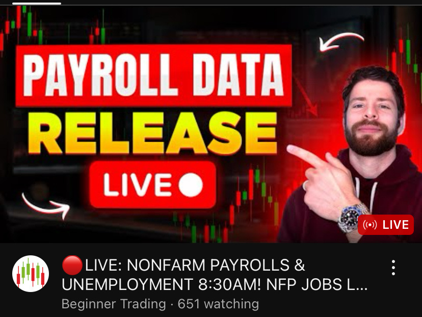 $Amazon (AMZN.US)$ Beginner Trading on youtube is streaming the nonfarm payroll data if you want to check it out and get the info quick.  $Invesco QQQ Trust (QQ...