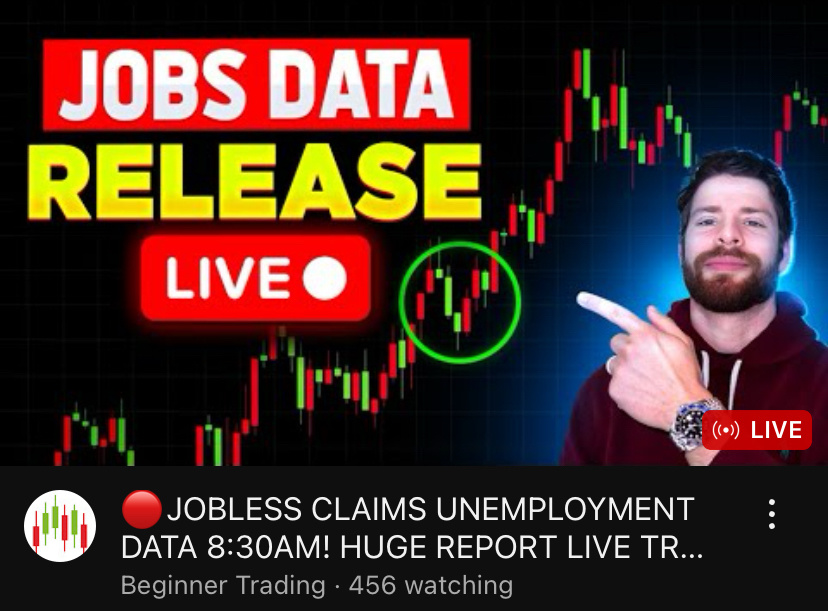 $SPDR S&P 500 ETF (SPY.US)$ Beginner Trading on youtube is streaming the jobless claims data report if you want to check it out and join in the conversation  $I...