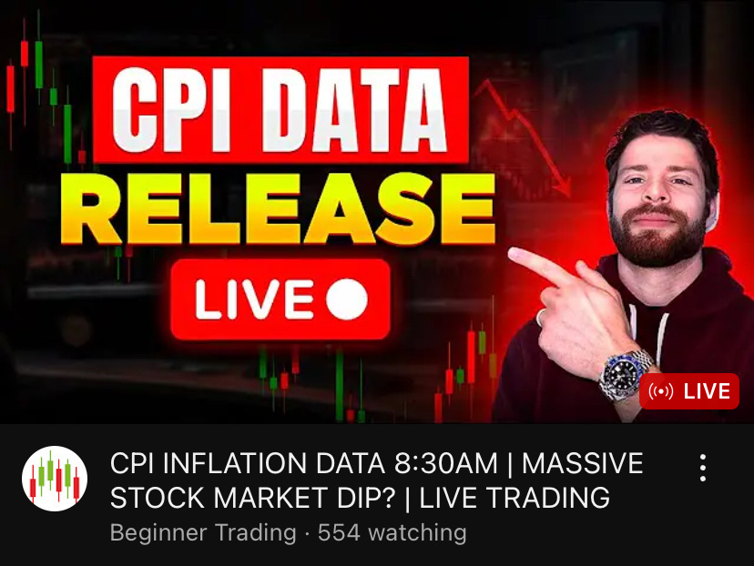 $Amazon (AMZN.US)$ Beginner Trading on youtube is streaming the CPI data release if you want to check it out and join in the conversation  $Invesco QQQ Trust (Q...