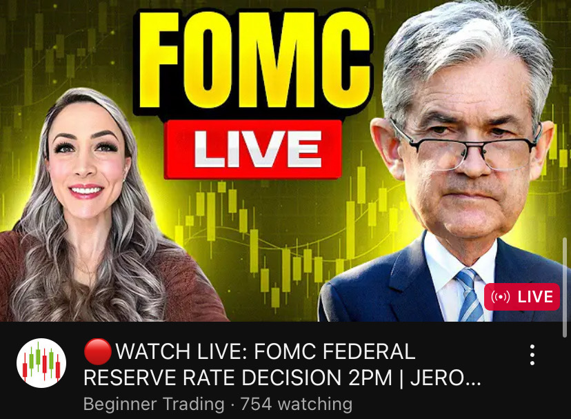 $Microsoft (MSFT.US)$ Beginner Trading on youtube is streaming the FOmC rate decision and powell speech if you want to get the info quick and join in the conver...