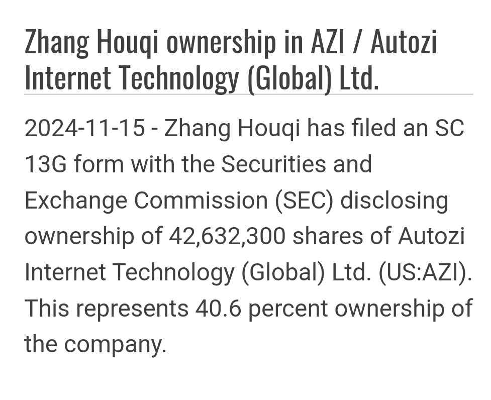 $Autozi Internet Technology (AZI.US)$ インサイダーが購入してトラックされました。新規売に最適。追加してフルポジションを保有しています。