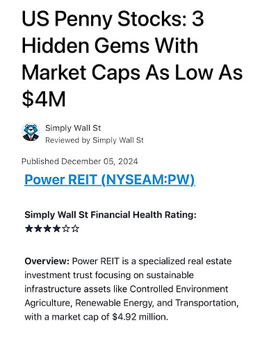 $Power REIT (PW.US)$ 观望，持有等待大举动，待成交量出现时