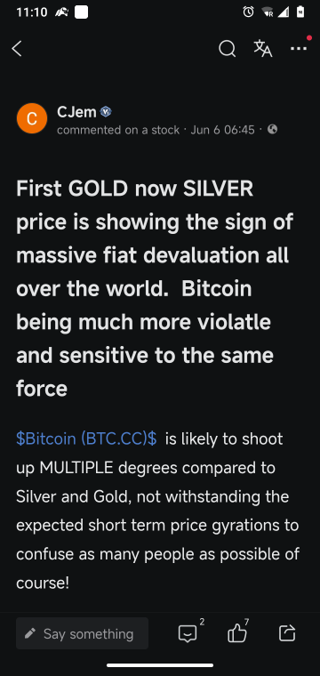 比特幣的走勢正好與最新的白銀突破相吻合。觀察一段時間內白銀相對於黃金的相對強勢，隨後將被比特幣的猛烈追趕所超越，並最終超過！