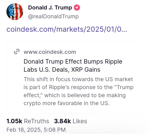 🇺🇸 President Trump posts Ripple Article