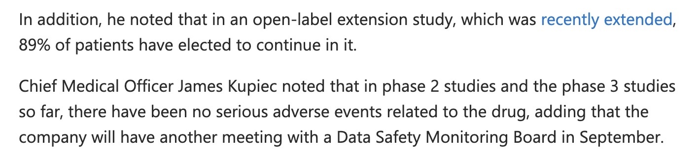 $Cassava Sciences (SAVA.US)$ Another Bullish reason to go with Sava's Simufilam is that most trial sites in clinical trial sites tend to dismiss their patients ...