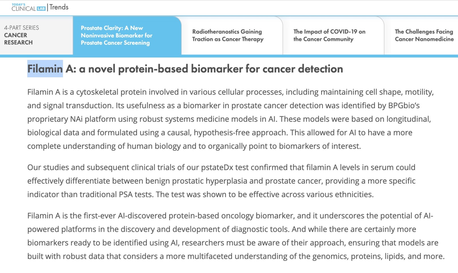 $Cassava Sciences (SAVA.US)$ The News of SAVA discovering the benefits of Filamin A was too great to be denied and more benefits of Filamin A discovered: Publis...