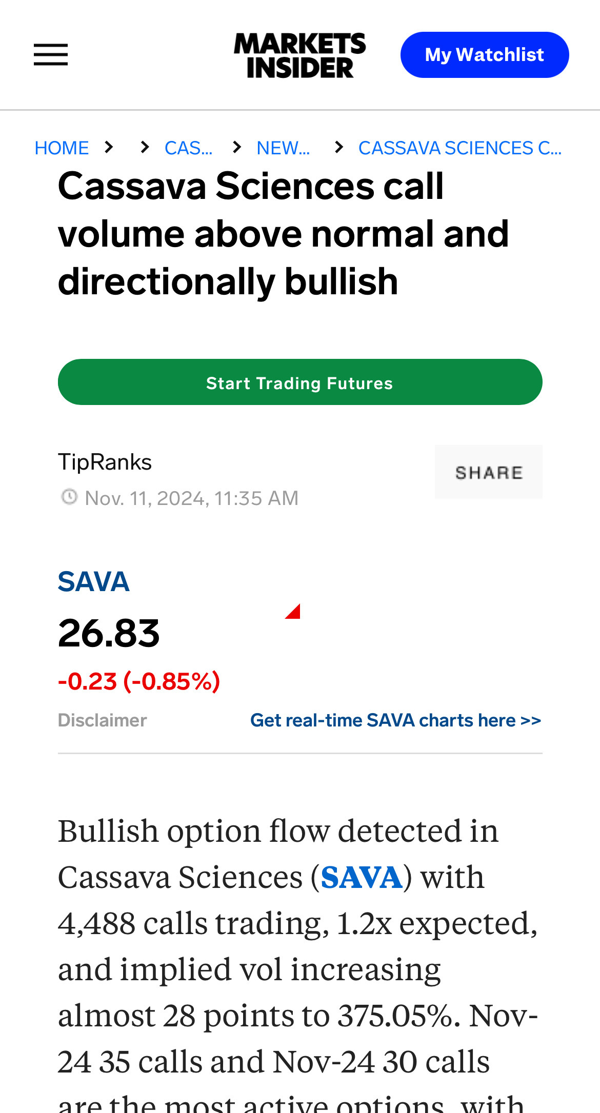 $Cassava Sciences (SAVA.US)$ 這是對SAVA的看好觀點。