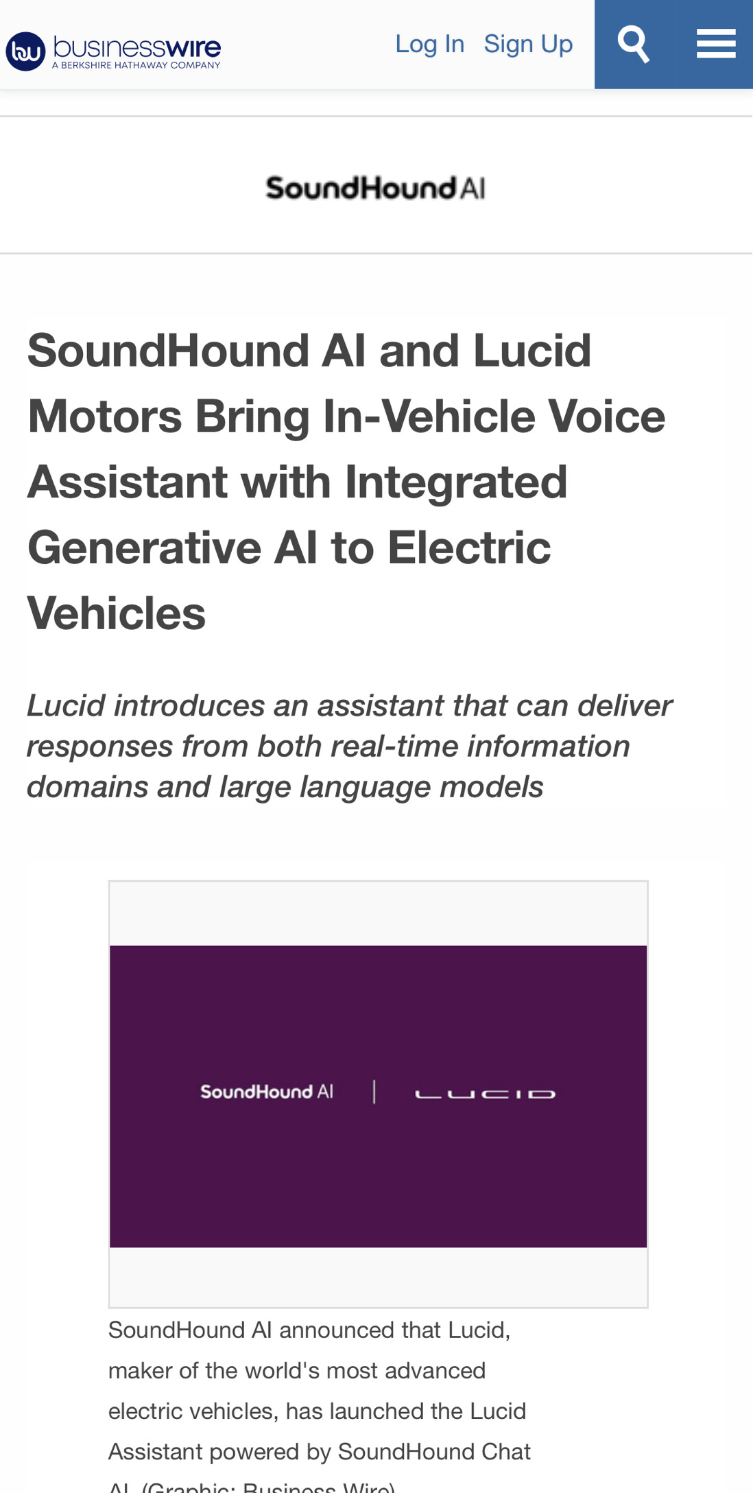 $サウンドハウンドAI (SOUN.US)$ 将来に向けて強気なニュース：SOUNDHOUND AIとLUCID MOTORSは、電気自動車関連に統合生成AIを備えた車載音声アシスタントを提供