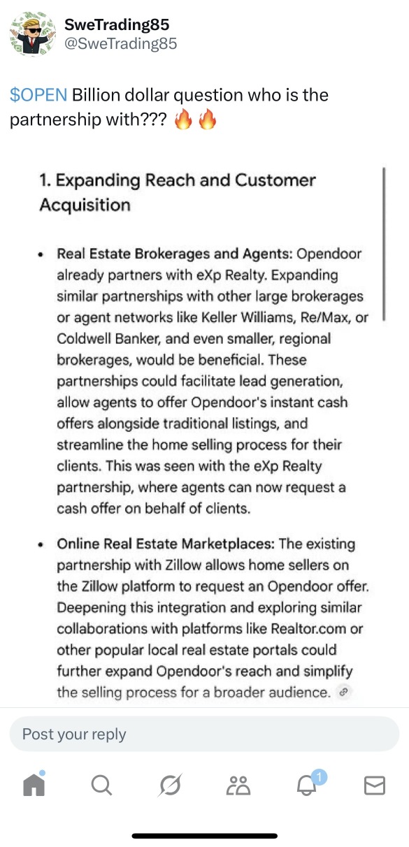 合作正在升溫，無論是Realtor.com還是威廉姆斯，這都不是小新聞。$OPEN不僅在復甦，還在擴張。📈🔥