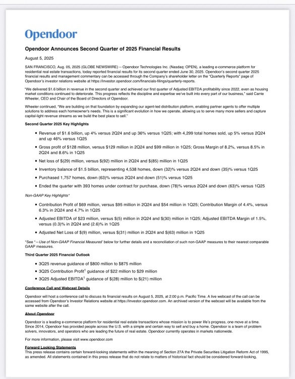 Opendoor Q2 2025: Positive Cash Flow and Reduced Losses Signal Turnaround🔥🚀🚀🚀