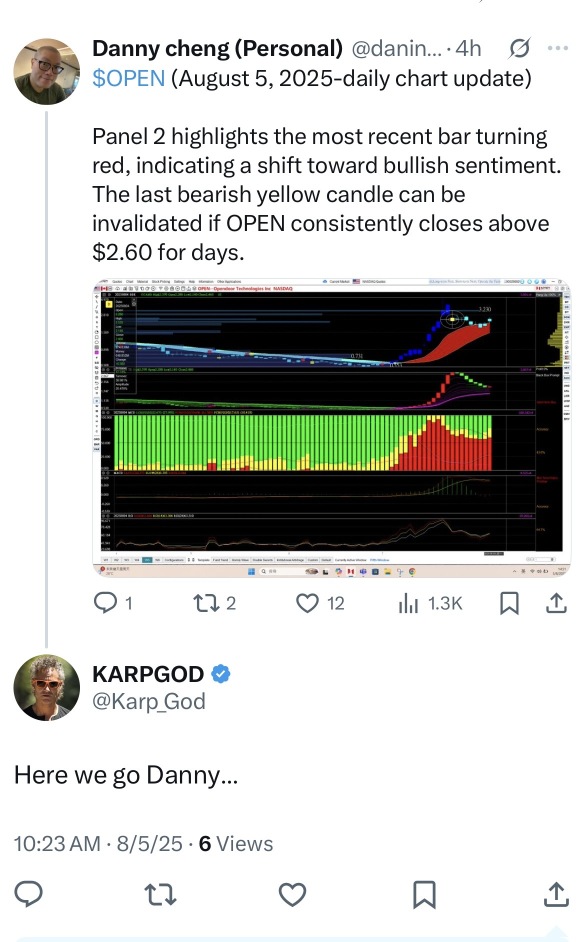 Those who panic today will probably be chasing at higher prices tomorrow.$OPEN at this price is a gift — if you know what you’re doing.I just wish I had more cash to load up 🤪